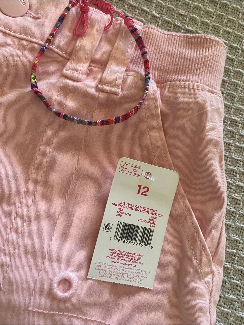 Justice Pink Casual Cargo Bermuda Shorts